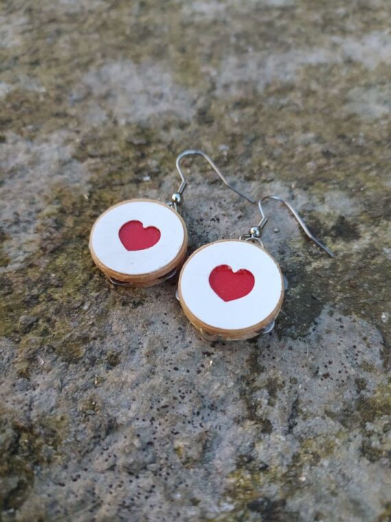 Brincos Pandeireta Corazón Vermello BACK