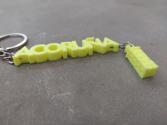 Llavero A Coruña con torre amarelo fosforito BACK