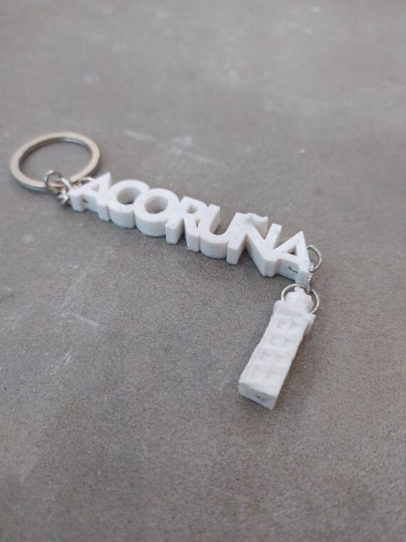 Llavero A Coruña con torre gris granito